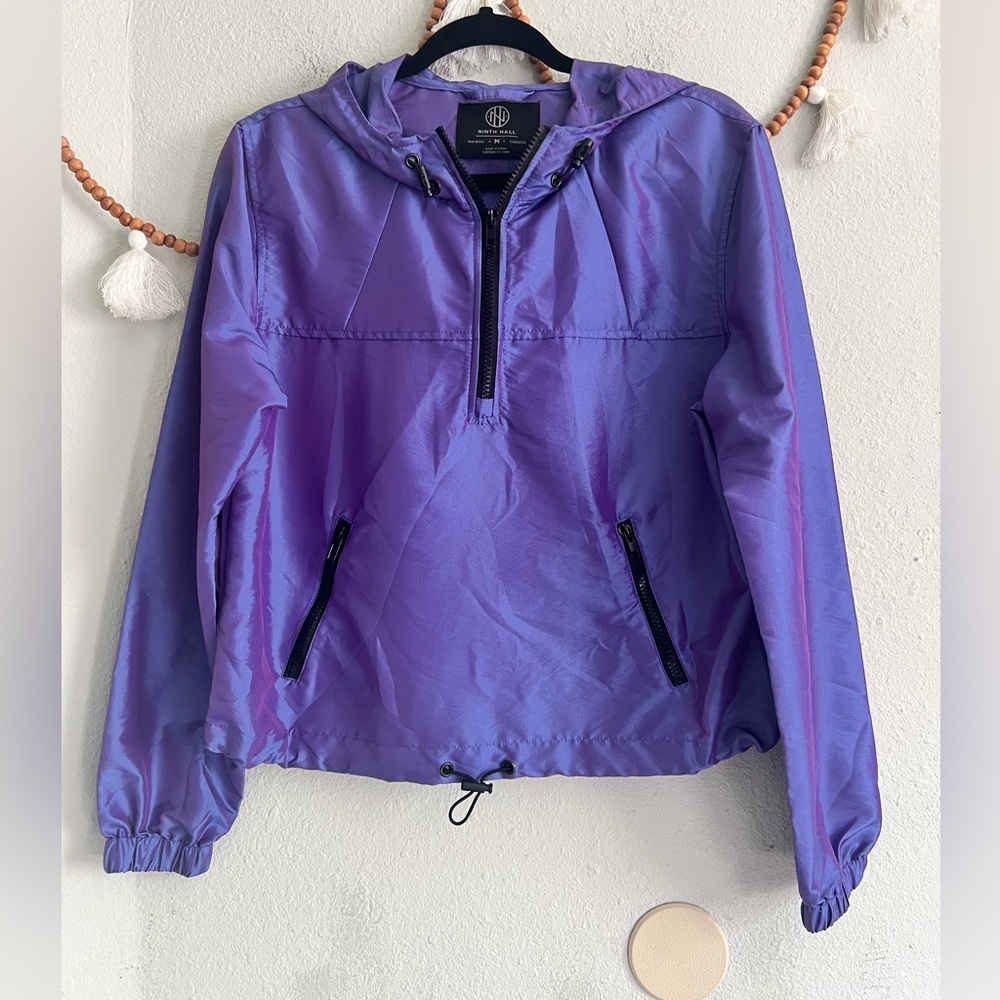 Ninth Hall purple holographic cropped lightweight jacket